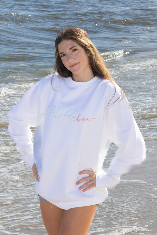 Classic Mobile bae Crewneck Sweatshirt (Bright White)