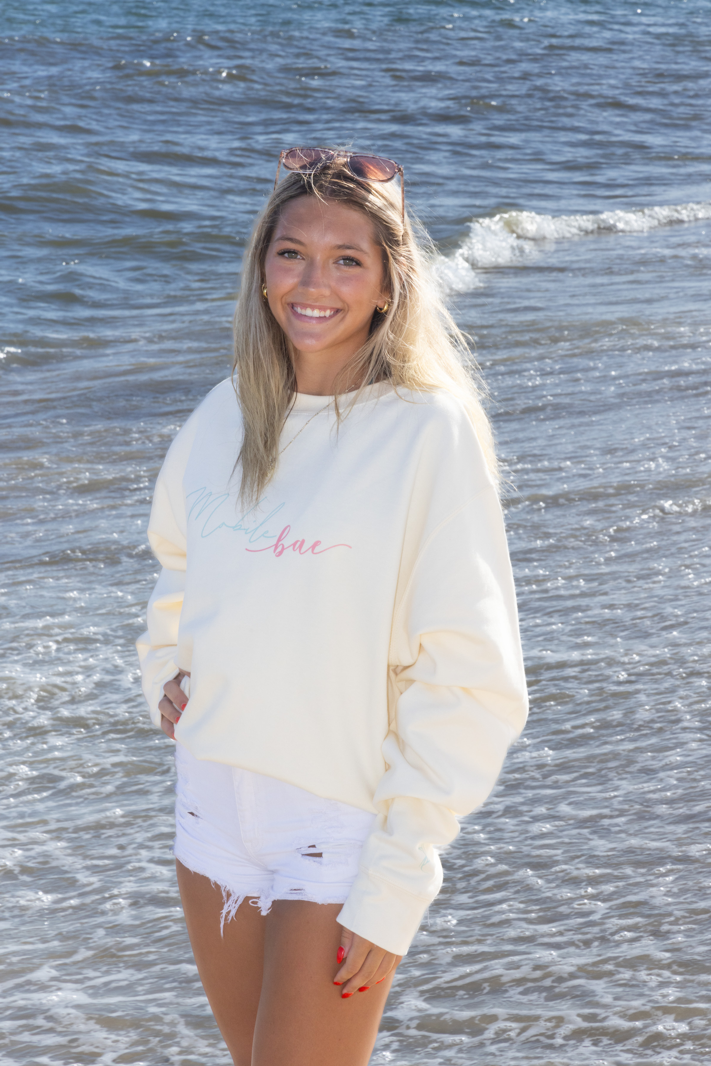 Classic Mobile bae Crewneck Sweatshirt (Cream)