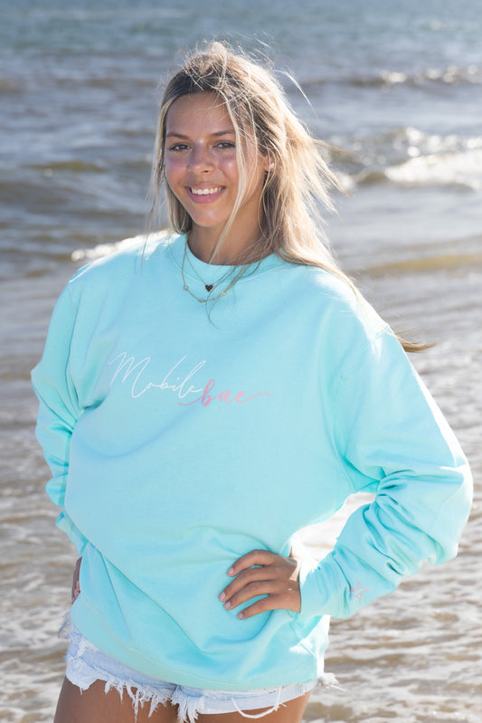 Classic Mobile bae Crewneck Sweatshirt (Sea Foam)